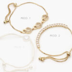 Pulso Micropave Hojas Zirconias Blancas Chapa de Oro  814 - Modelo 1