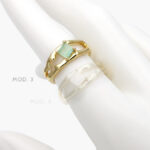 Anillo Zirconia Piedra Verde Ajustable Chapa de Oro 1235