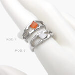 Anillo Zirconia Piedra Naranja y Blanca Ajustable Chapa de Oro 1236