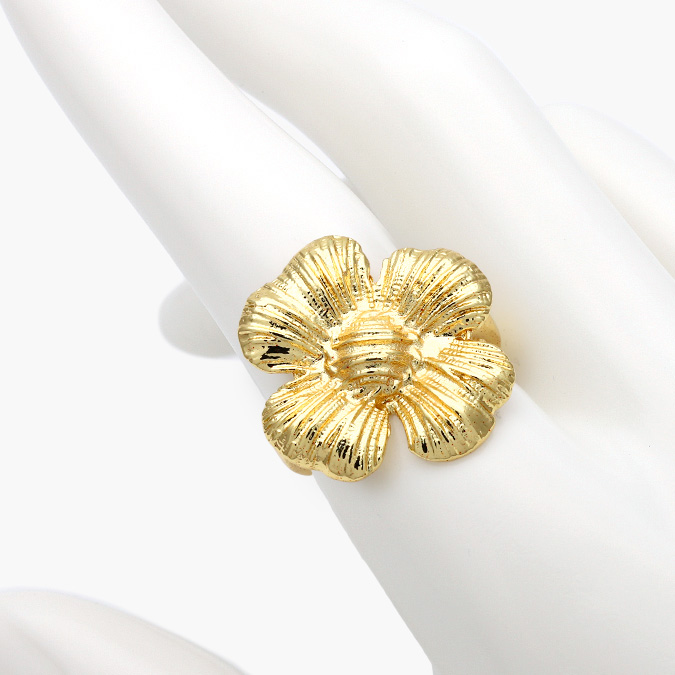 CTB1240-2 Anillo Flor Ajustable Chapa de Oro 1240 - Imagen 1