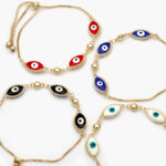 Pulso Ojos Turcos Rojos Azules Negros y Blancos Chapa de Oro 244