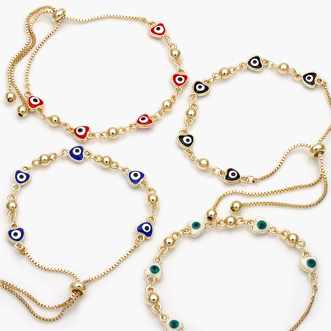 CTP0252 Pulso Corazones Ojos Turcos Rojos Negros Azules y Blancos Chapa de Oro 252 - Imagen 1