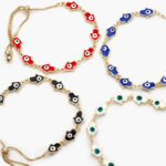 Pulso Mano de Fatima Rojos Negros Blancos y Azules Chapa de Oro 254