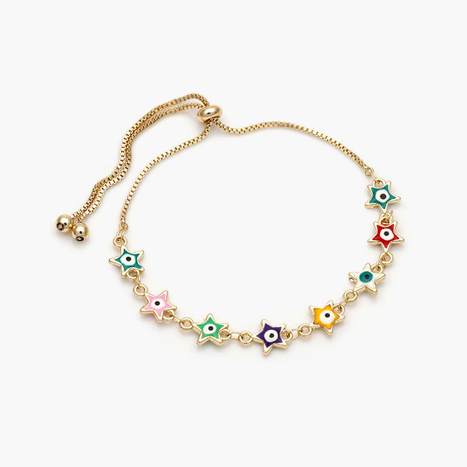 CTP0255 Pulso Estrellas Ojo Turco Colores Chapa de Oro 255 - Imagen 1