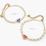 Pulso Corazon Ojo Turco Perlas Chapa de Oro 263