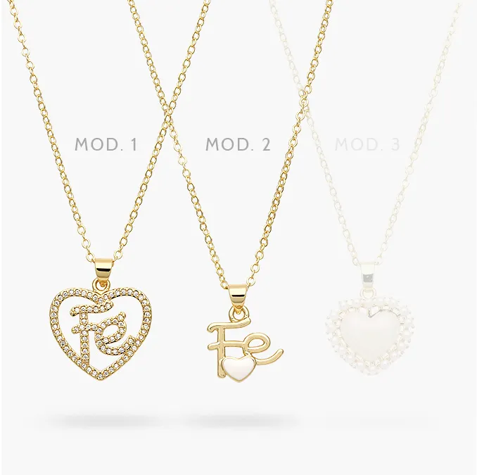 CD0479 Collar Corazón Fe Chapa de Oro 479 - Imagen 1
