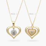 Collar Corazón Virgen Zirconias Blancas Bicolor Chapa de Oro 487