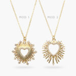 Collar Corazón Sol Zirconias Blancas Chapa de Oro 491 - Modelo 1
