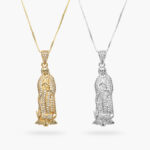 Collar Virgen Guadalupe Zirconias Blancas Chapa de Oro 498