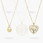 Collar Arbol de la Vida Corazón Candado Chapa de Oro 519 - Modelo 1