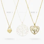 Collar Arbol de la Vida Corazón Candado Chapa de Oro 519