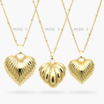 Collar Corazón Chunky Liso Sin Piedras Chapa de Oro 520 - Modelo 1