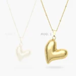 Collar Corazón Chunky Liso Sin Piedras Chapa de Oro 523