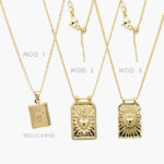 Collar Sagrado Corazón Escapulario Chapa de Oro 352 Cadena Aguja - Modelo 1