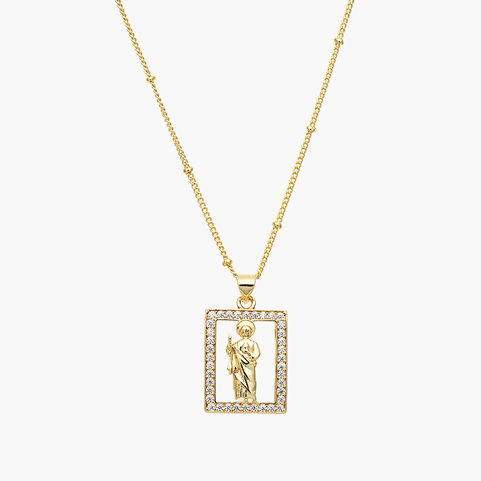 CDR0355 Collar San Judas Tadeo Chapa de Oro 355 - Imagen 1
