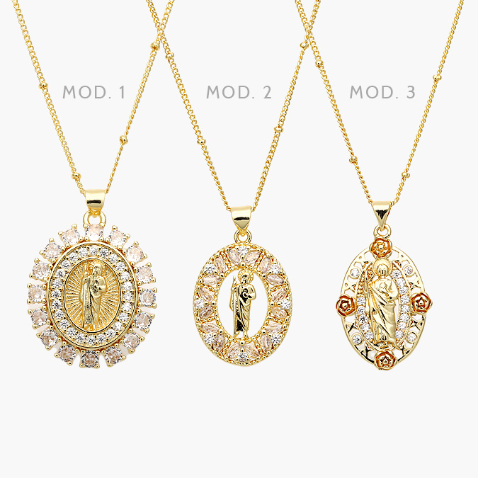 CDR0364 Collar San Judas Tadeo Chapa de Oro 364 - Imagen 1