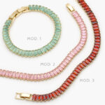 Pulso Tenis Zirconias Rojas Rosas y Verdes Chapa de Oro 636