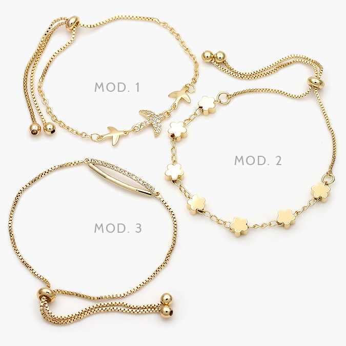 MPU822 Pulso Micropavé Aviones Zirconias Blancas Chapa de Oro 822 - Imagen 1