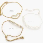 Pulso Micropavé Corazon Zirconias Blancas Chapa de Oro 826 - Modelo 1