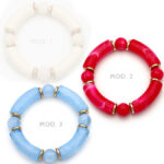 Brazalete Chunky Azul Rojo Chapa de Oro 641