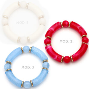 Brazalete Chunky Azul Rojo Chapa de Oro 641