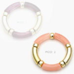 Brazalete Chunky Rosa Chapa de Oro 645 - Modelo 1