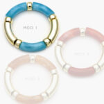 Brazalete Chunky Azul Chapa de Oro 647