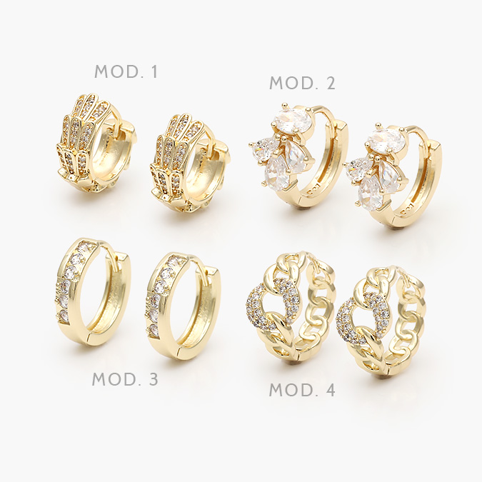 CA30241 Huggies Eslabones Zirconias Blancas Chapa de Oro 241 - Imagen 1