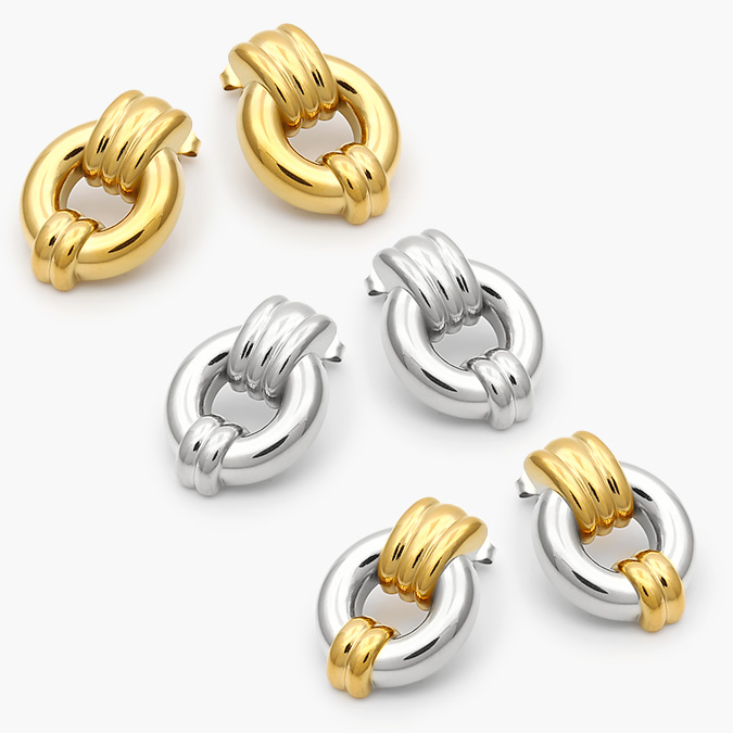 AA10228 Aretes Chunky Bicolor Acero Inoxidable 228 - Imagen 1