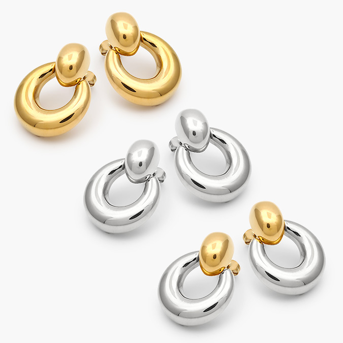 AA10232 Aretes Chunky Bicolor Acero Inoxidable 232 - Imagen 1