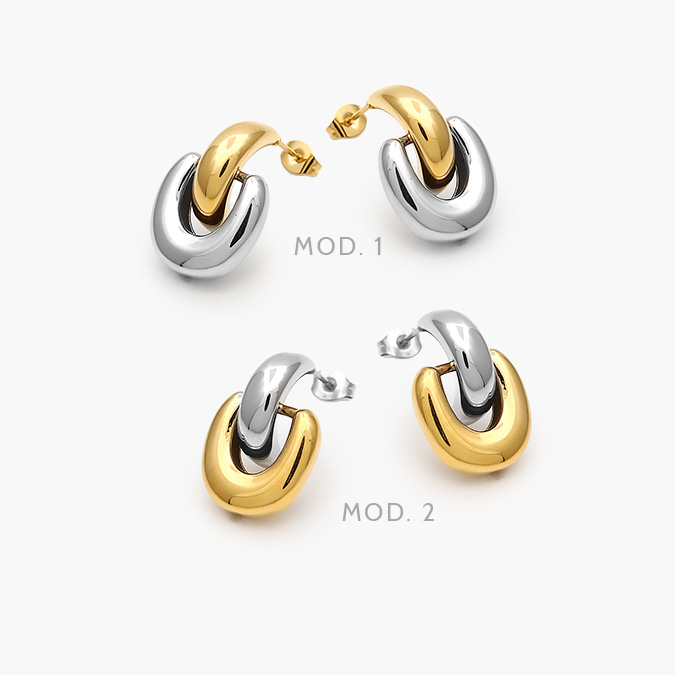 AA10233 Aretes Chunky Bicolor Acero Inoxidable 233 - Imagen 1