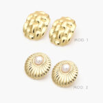 Aretes Chunky Perla Acero Inoxidable 262 - Modelo 1