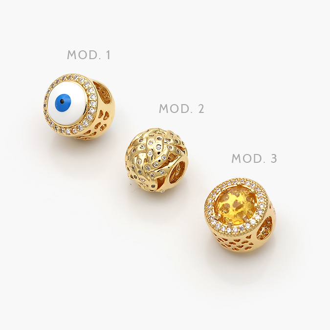 CCH0112 Dije Armado Ojo Turco Zirconia Chapa de Oro 112 - Imagen 1