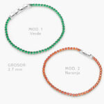Pulso Tenis 2.7mm. Zirconias Verdes Naranjas Chapa de Rodio 672
