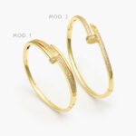 Brazalete Clavo Zirconias Blancas Chapa de Oro 694 - Modelo 1