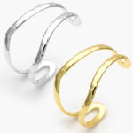Brazalete Chunky Liso Sin Piedras Ajustable Chapa de Oro/Rodio 705