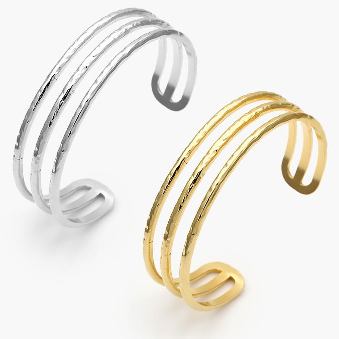 CTP0706 Brazalete Chunky Liso Sin Piedras Chapa de Oro/Rodio 706 - Imagen 1