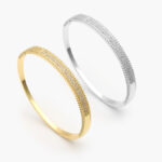 Brazalete Zirconias Blancas Chapa de Oro/Rodio 707