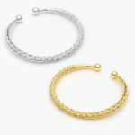 Brazalete Trenzado Liso Sin Piedras Chapa de Oro/Rodio 708