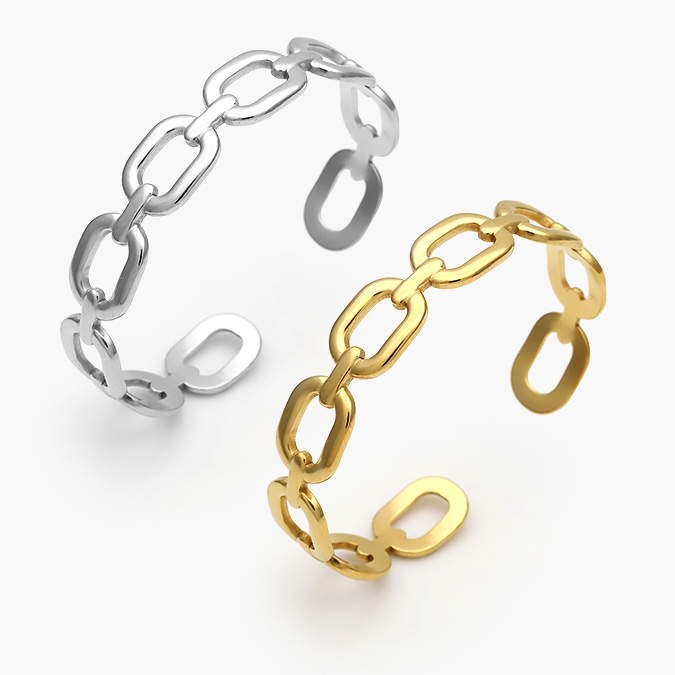 CTP0710 Brazalete Eslabones Liso Sin Piedras Chapa de Oro 710 - Imagen 1