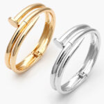 Brazalete Chunky Clavo Liso Sin Piedras Chapa de Oro/Rodio 715 - Oro