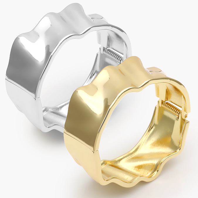 CTP0718 Brazalete Chunky Liso Sin Piedras Chapa de Oro/Rodio 718 - Imagen 1