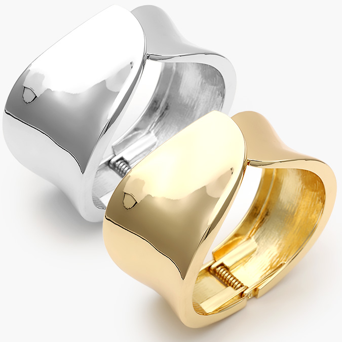 CTP0719 Brazalete Chunky Liso Sin Piedras Chapa de Oro/Rodio 719 - Imagen 1