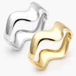 Brazalete Chunky Liso Sin Piedras Chapa de Oro/Rodio 721