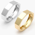 Brazalete Chunky Liso Sin Piedras Chapa de Oro/Rodio 722