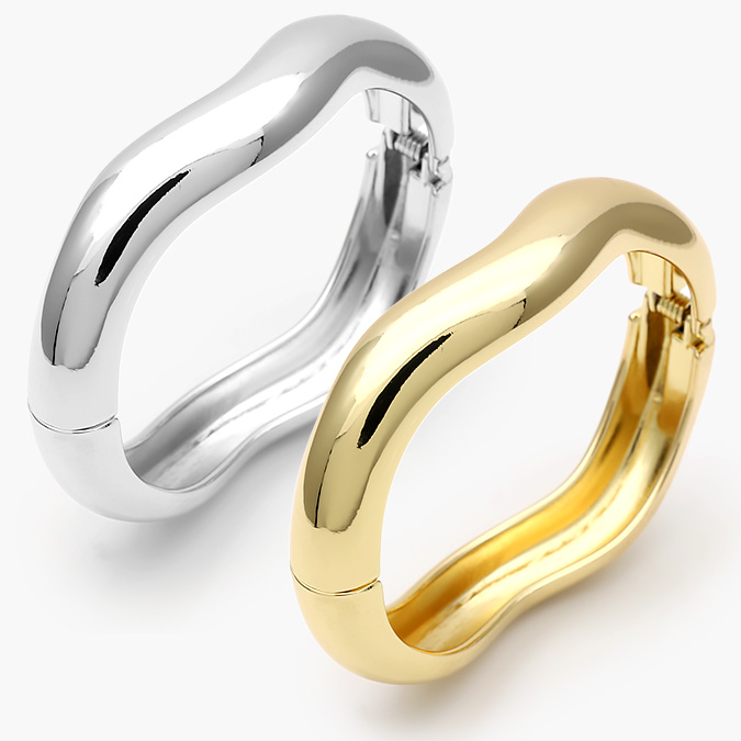 CTP0725 Brazalete Chunky Liso Sin Piedras Chapa de Oro/Rodio 725 - Imagen 1