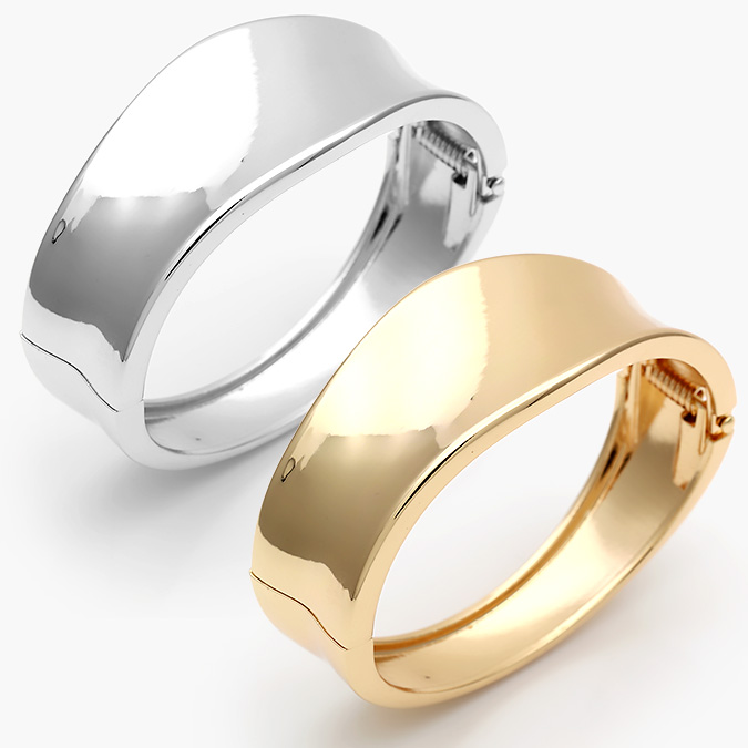 CTP0730 Brazalete Chunky Liso Sin Piedras Chapa de Oro/Rodio 730 - Imagen 1
