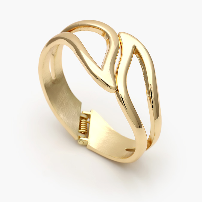 CTP0732O Brazalete Chunky Liso Sin Piedra Chapa de Oro/Rodio 732 - Imagen 1