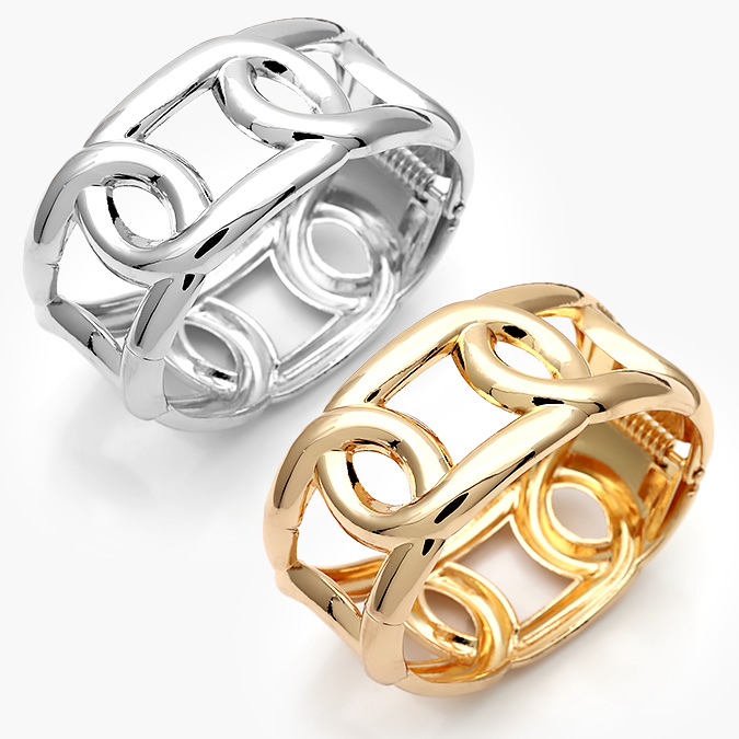 CTP0736 Brazalete Chunky Liso Sin Piedras Chapa de Oro 736 - Imagen 1