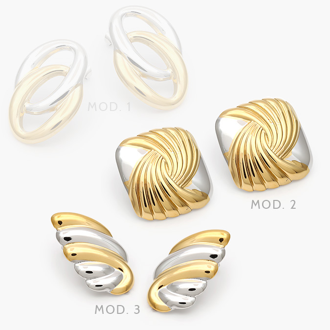 aa10256 Aretes Chunky Bicolor Acero Inoxidable 256 - Imagen 1